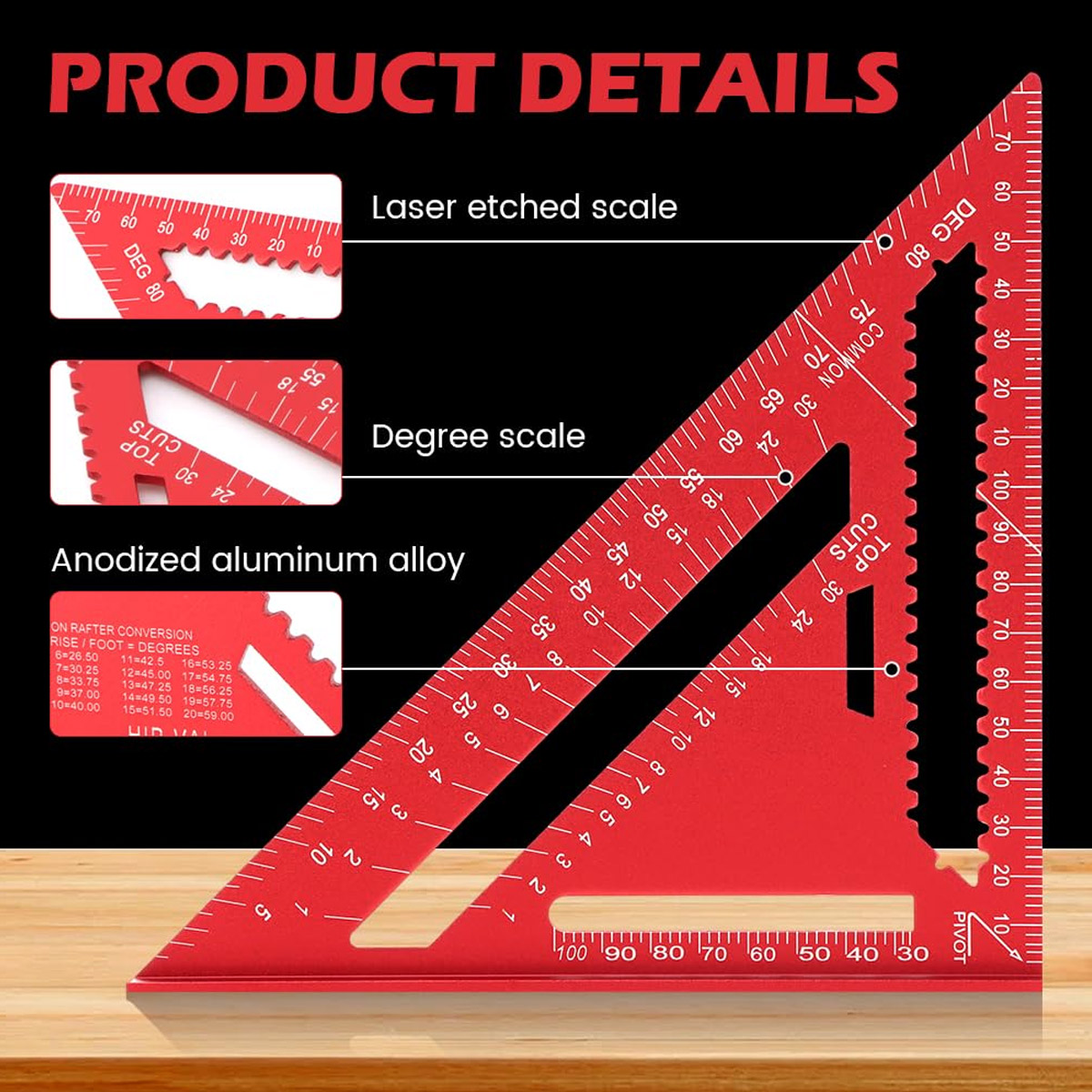 Woodworking Product - Regla Triangular de Alta Precisión de