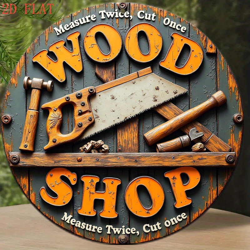Woodworking Art - Letrero Metálico Redondo Vintage de 8