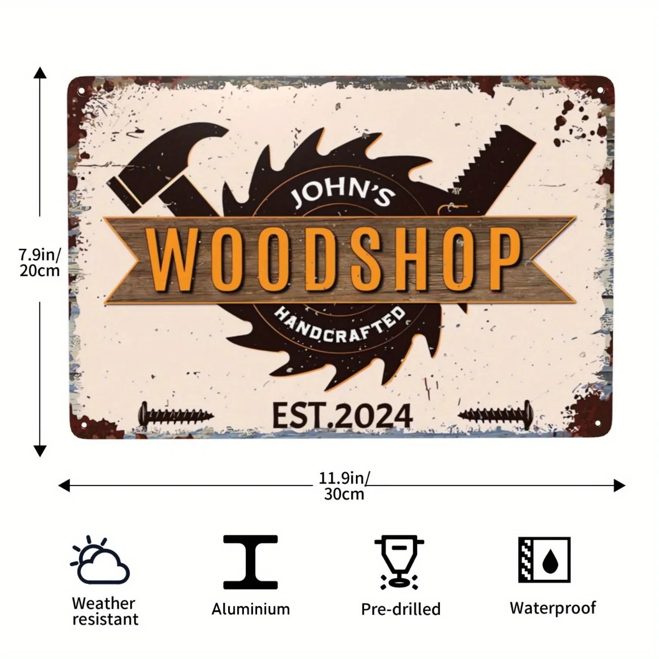 Woodworking Art - Letrero Personalizado de Carpintero en Madera,