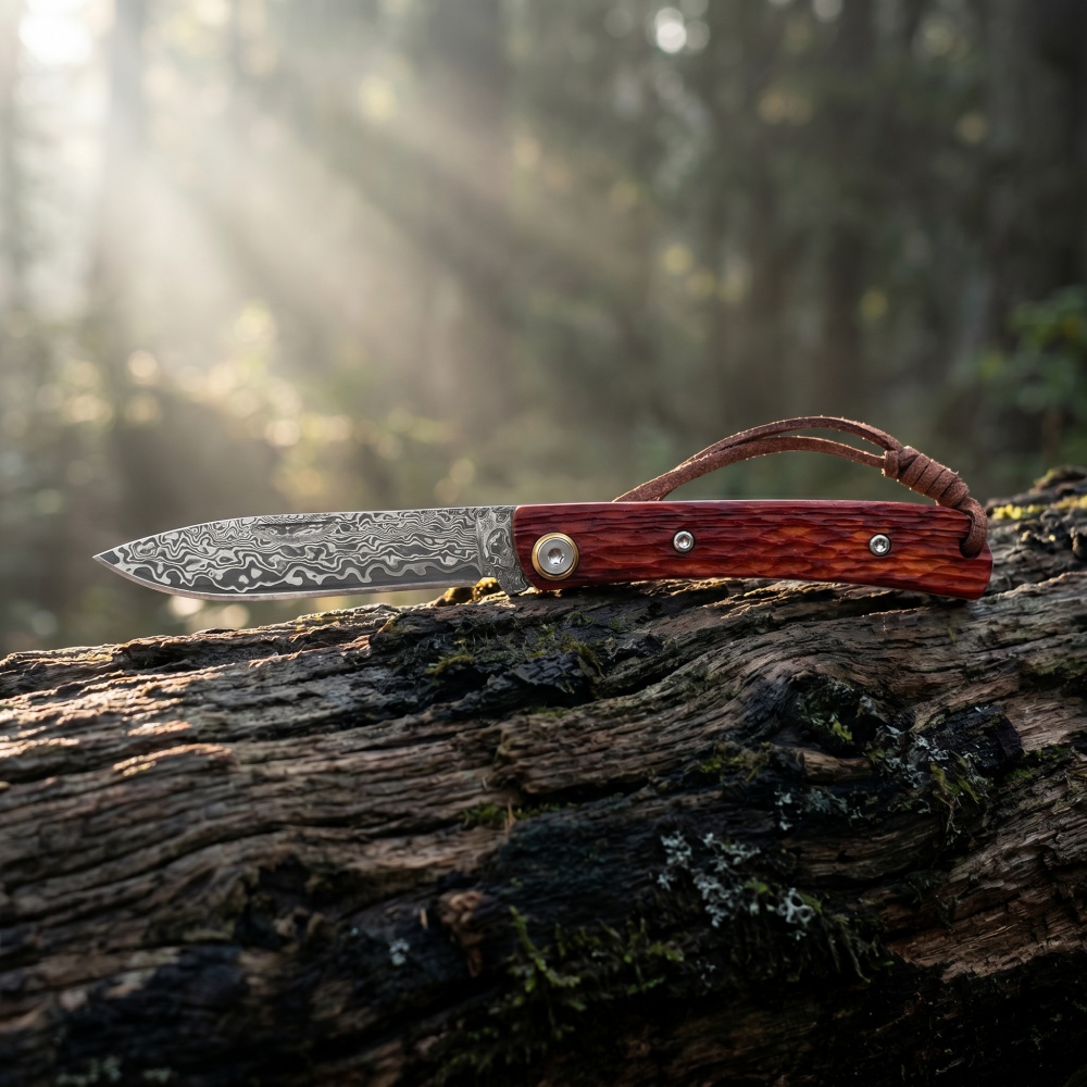 Woodworking Gift Ideas - Cuchillo Plegable de Acero de Damasco
