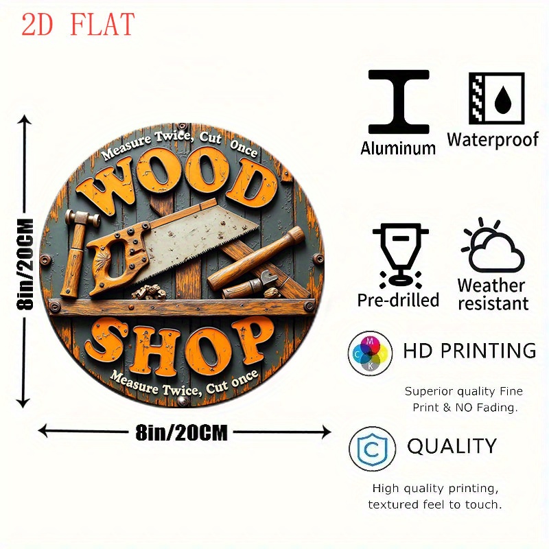 Letrero Metálico Redondo Vinta - Woodworking Art reseña y precio
